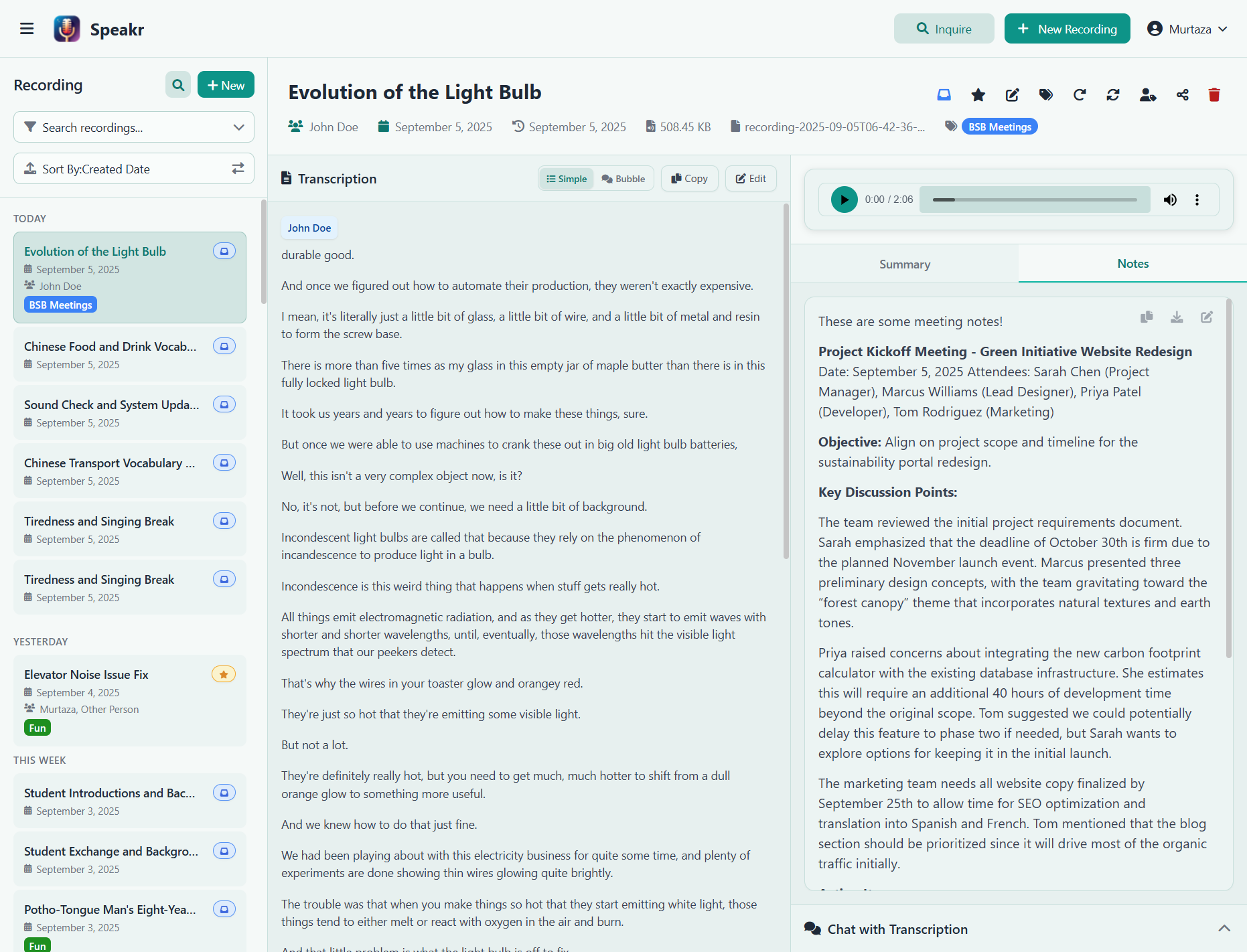 Notes Tab